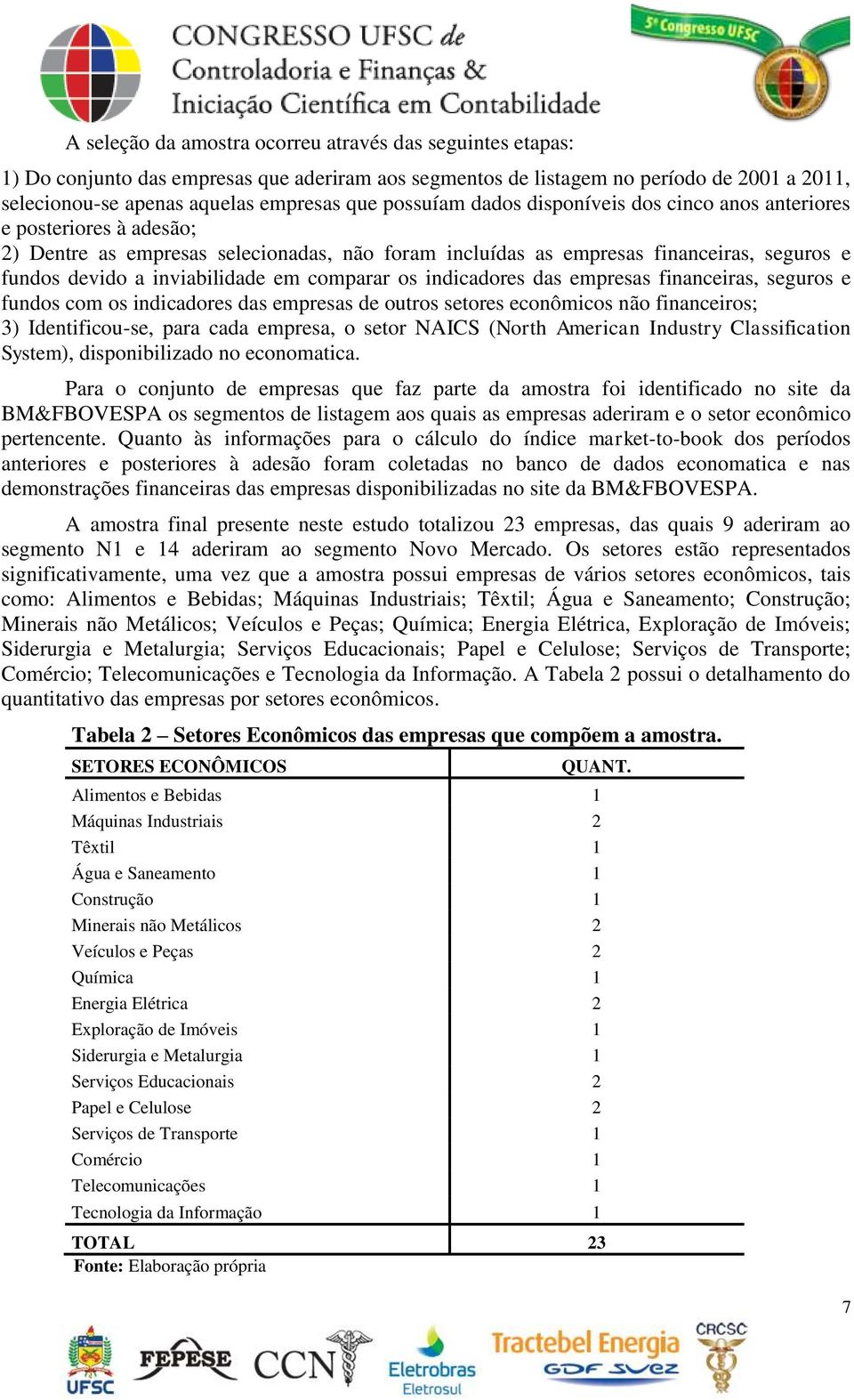 em comparar os indicadores das empresas financeiras, seguros e fundos com os indicadores das empresas de outros setores econômicos não financeiros; 3) Identificou-se, para cada empresa, o setor NAICS