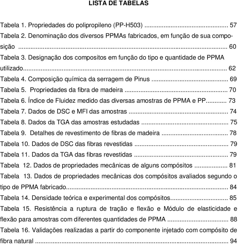 Índice de Fluidez medido das diversas amostras de PPMA e PP... 73 Tabela 7. Dados de DSC e MFI das amostras... 74 Tabela 8. Dados da TGA das amostras estudadas... 75 Tabela 9.