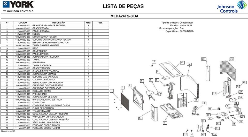 109M00038-000 PAINEL DIVISOR 1 12 112M00121-000 ABRASSADEIRA PEQUENA 1 13 112M00050-000 TAMPA 1 14 109M00006-000 SERPENTINA 1 15 112M00088-000 TAMPA ESQUERDA 1 16 112M00106-000 GRADE TRASEIRA 1 17