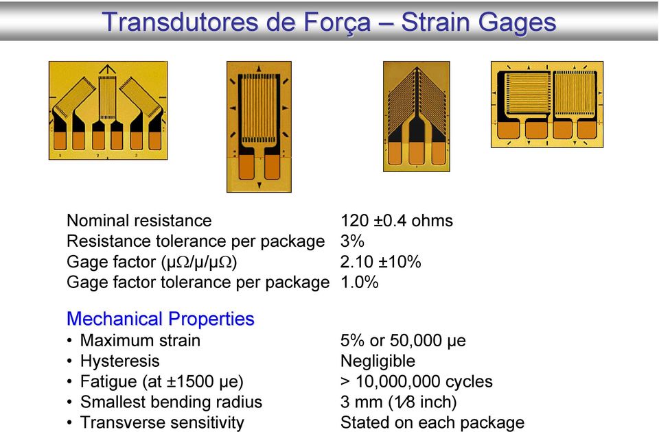 10 ±10% Gage factor tolerance per package 1.