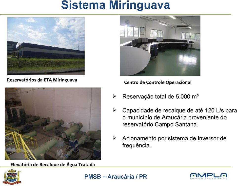 000 m³ Capacidade de recalque de até 120 L/s para o município de Araucária