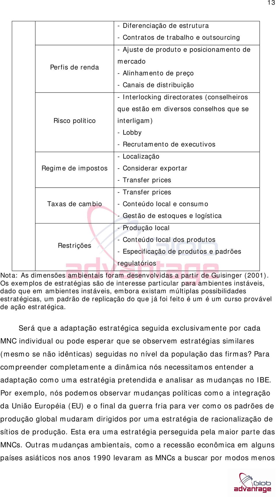 Considerar exportar - Transfer prices - Transfer prices - Conteúdo local e consumo - Gestão de estoques e logística - Produção local - Conteúdo local dos produtos - Especificação de produtos e