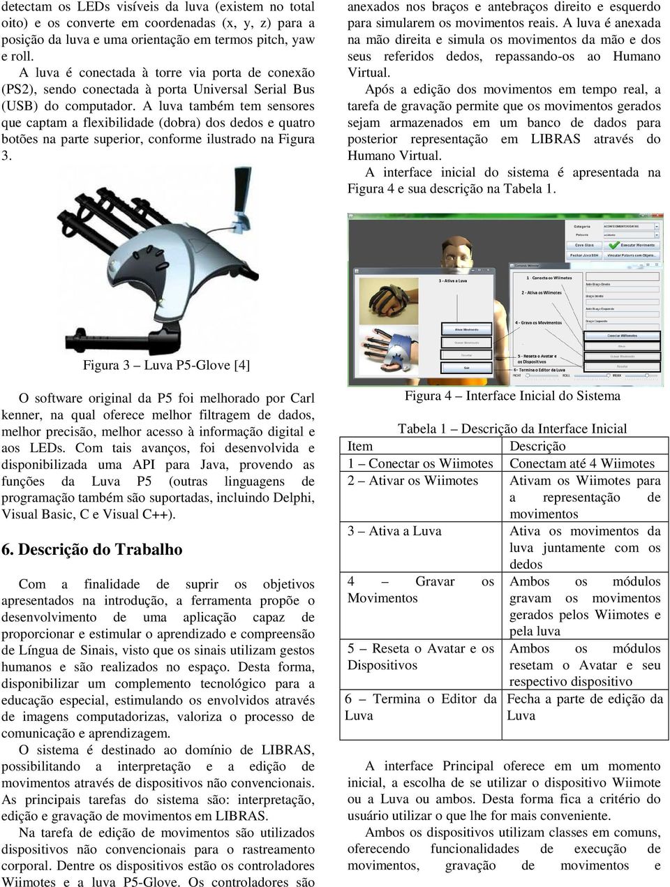 A luva também tem sensores que captam a flexibilidade (dobra) dos dedos e quatro botões na parte superior, conforme ilustrado na Figura 3.