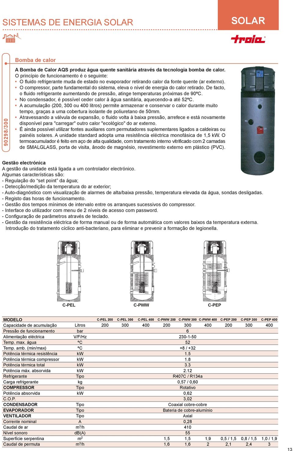 O compressor, parte fundamental do sistema, eleva o nível de energia do calor retirado. De facto, o fluido refrigerante aumentando de pressão, atinge temperaturas próximas de 90ºC.