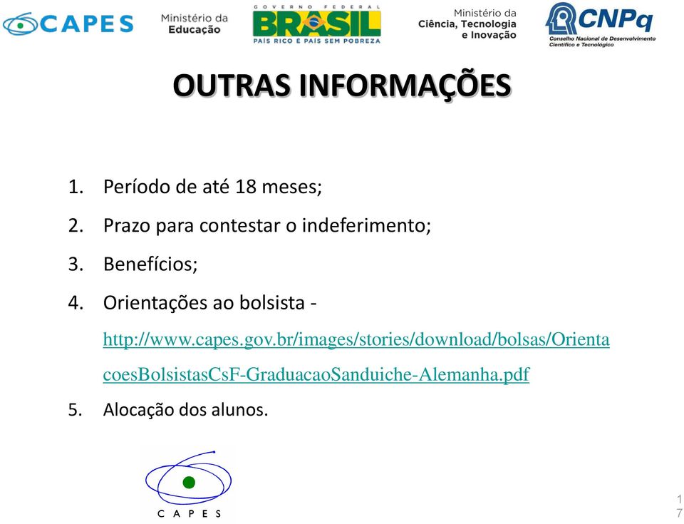 Orientações ao bolsista - http://www.capes.gov.