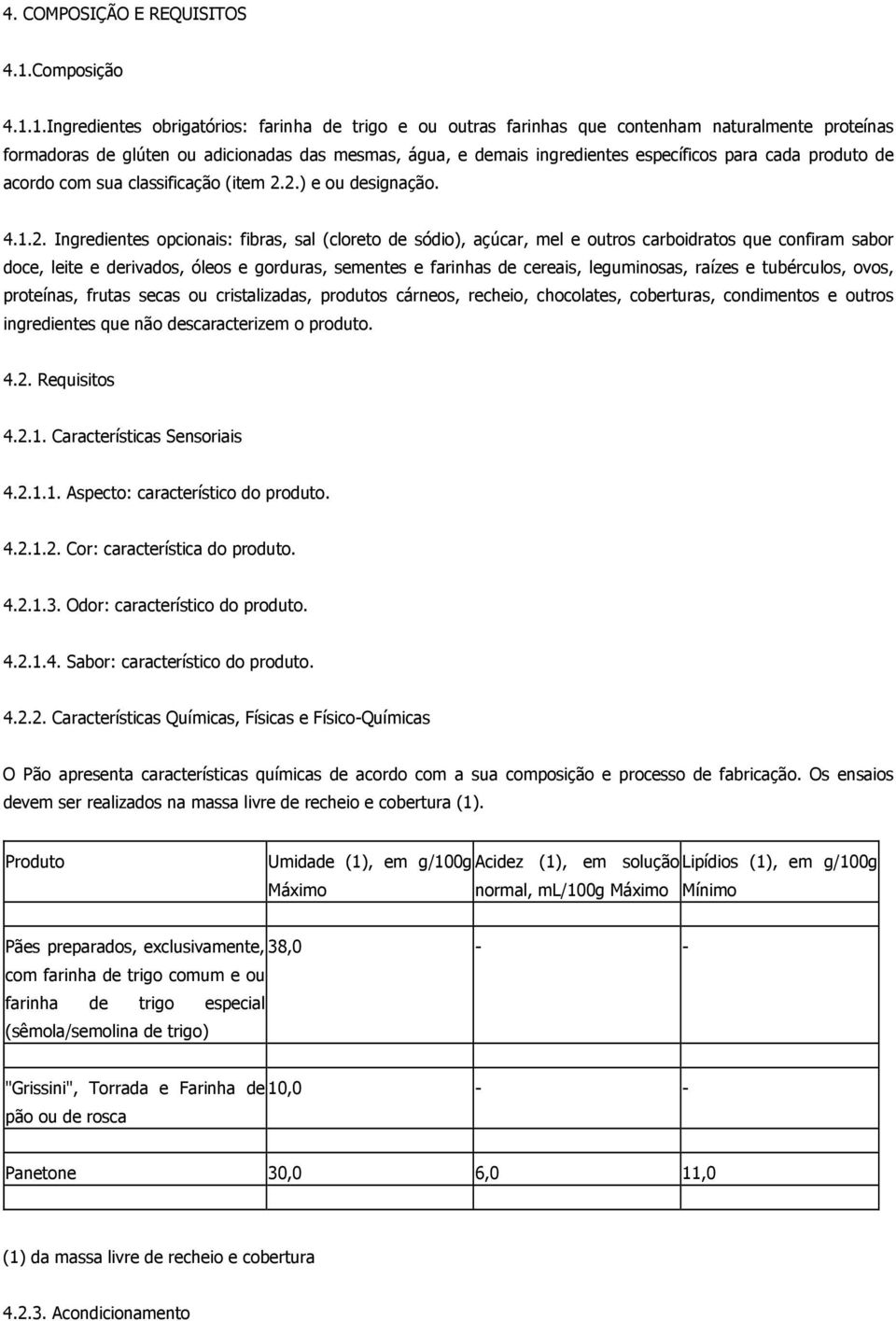 1.Ingredientes obrigatórios: farinha de trigo e ou outras farinhas que contenham naturalmente proteínas formadoras de glúten ou adicionadas das mesmas, água, e demais ingredientes específicos para