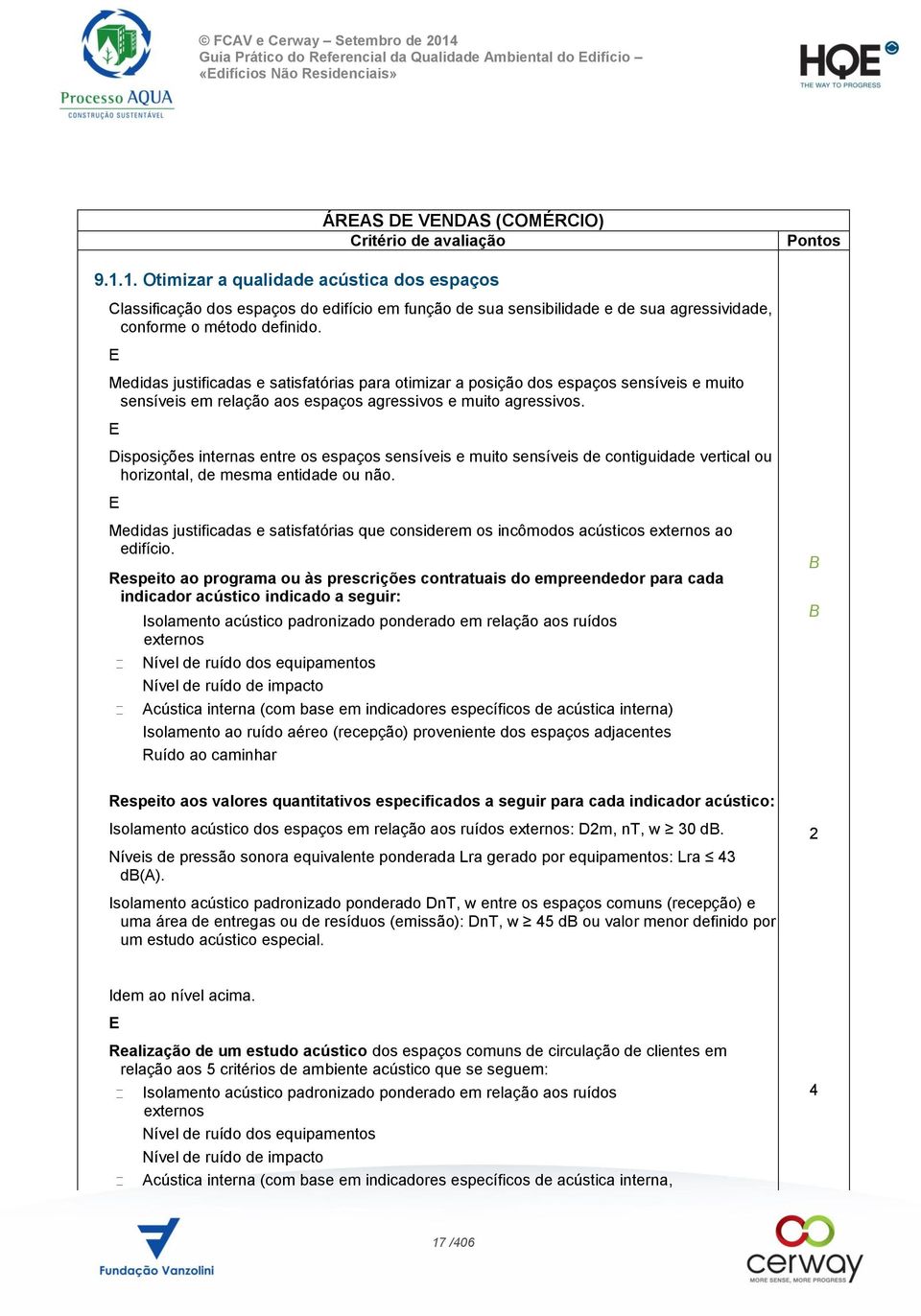 E Medidas justificadas e satisfatórias para otimizar a posição dos espaços sensíveis e muito sensíveis em relação aos espaços agressivos e muito agressivos.