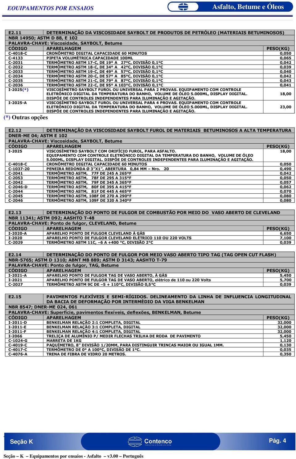 0,040 C-2034 TERMÔMETRO ASTM 20-C, DE 57º A 85ºC, DIVISÃO 0,1ºC 0,042 C-2035 TERMÔMETRO ASTM 21-C, DE 79º A 87ºC, DIVISÃO 0,1ºC 0,043 C-2036 TERMÔMETRO ASTM 22-C, DE 95º A 103ºC, DIVISÃO 0,1ºC 0,041