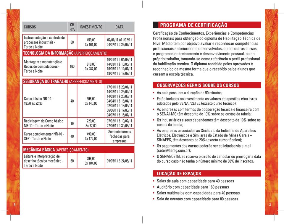 (APERFEIÇOAMENTO) Leitura e interpretação de desenho técnico mecânico - 16 60 398,00 3x 1,00 220,00 3x 77,00 490,00 3x 172,00 298,00 3x 104,00 10/01/11 à 04/03/11 14/03/11 à 10/05/11 16/05/11 à