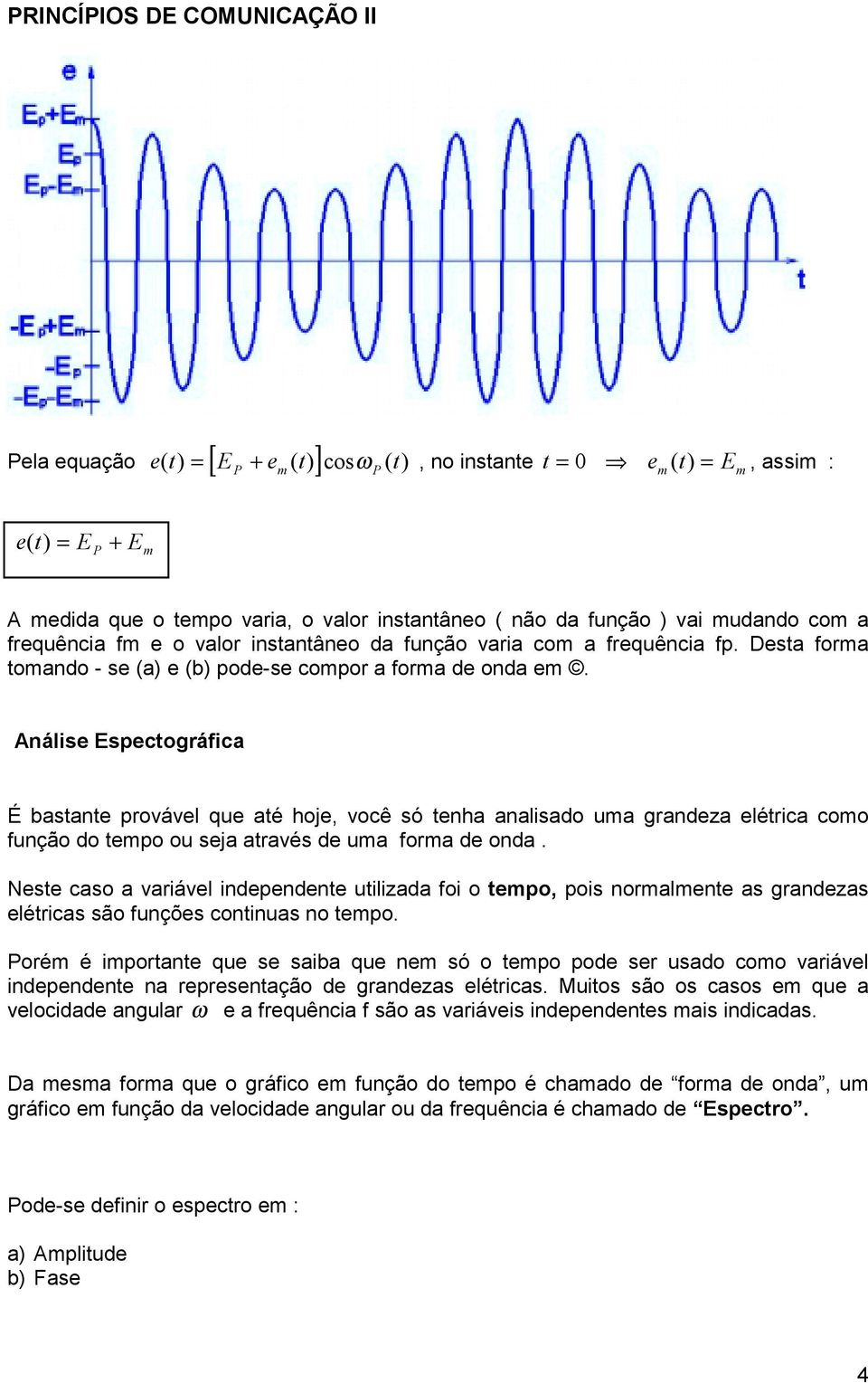 Análise Esectográfica É bastante rovável que até hoje, você só tenha analisado ua grandeza elétrica coo função do teo ou seja através de ua fora de onda.