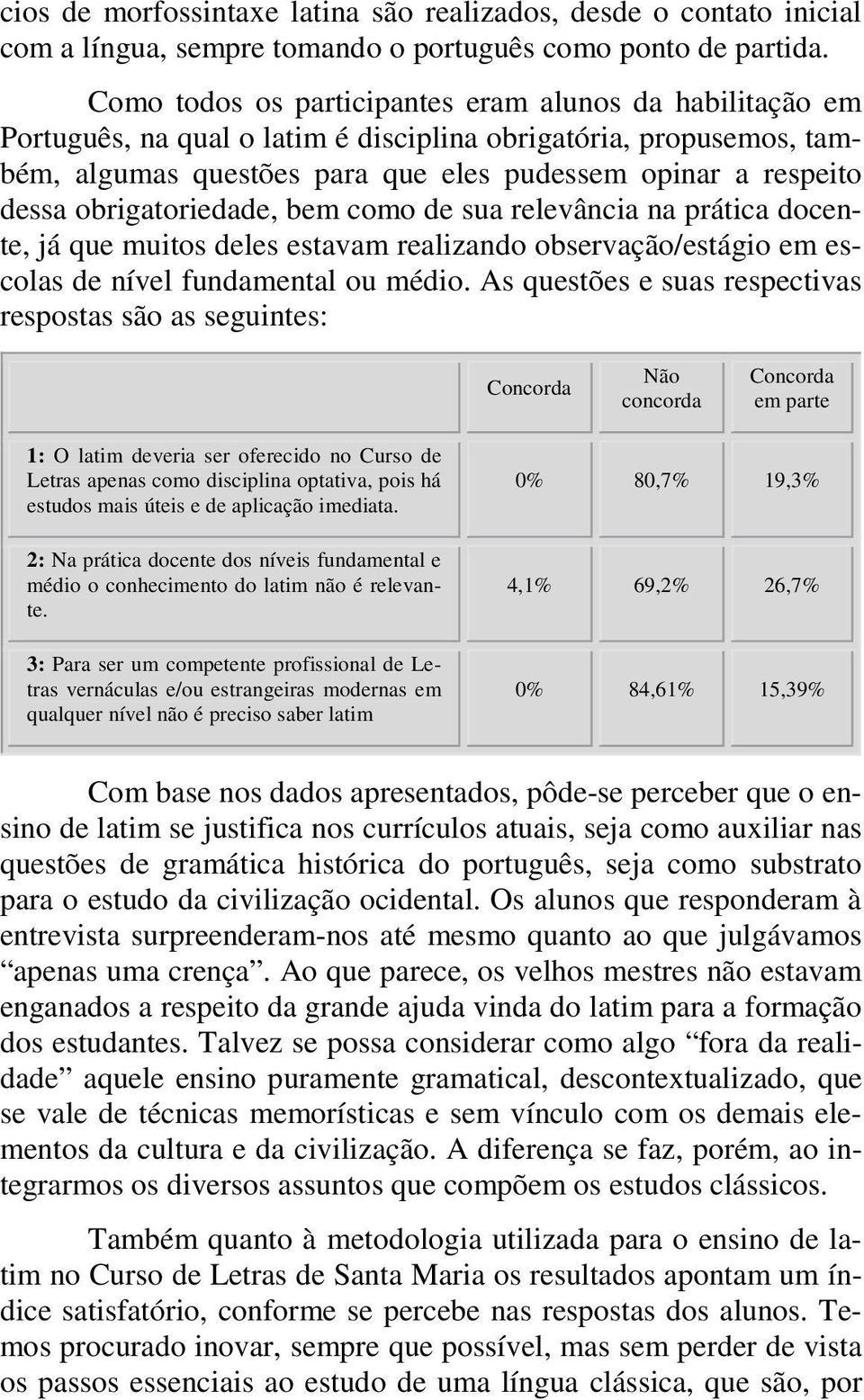 obrigatoriedade, bem como de sua relevância na prática docente, já que muitos deles estavam realizando observação/estágio em escolas de nível fundamental ou médio.