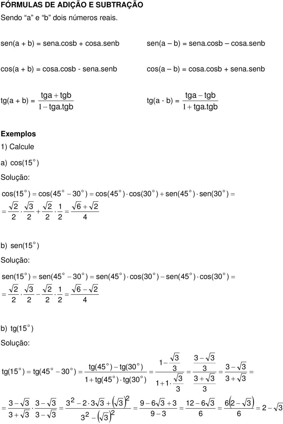 tgb tg( - b) = tg tgb tg.