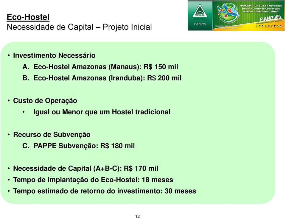 Amazonas (Iranduba): R$ 200 mil Custo de Operação Igual ou Menor que um Hostel tradicional
