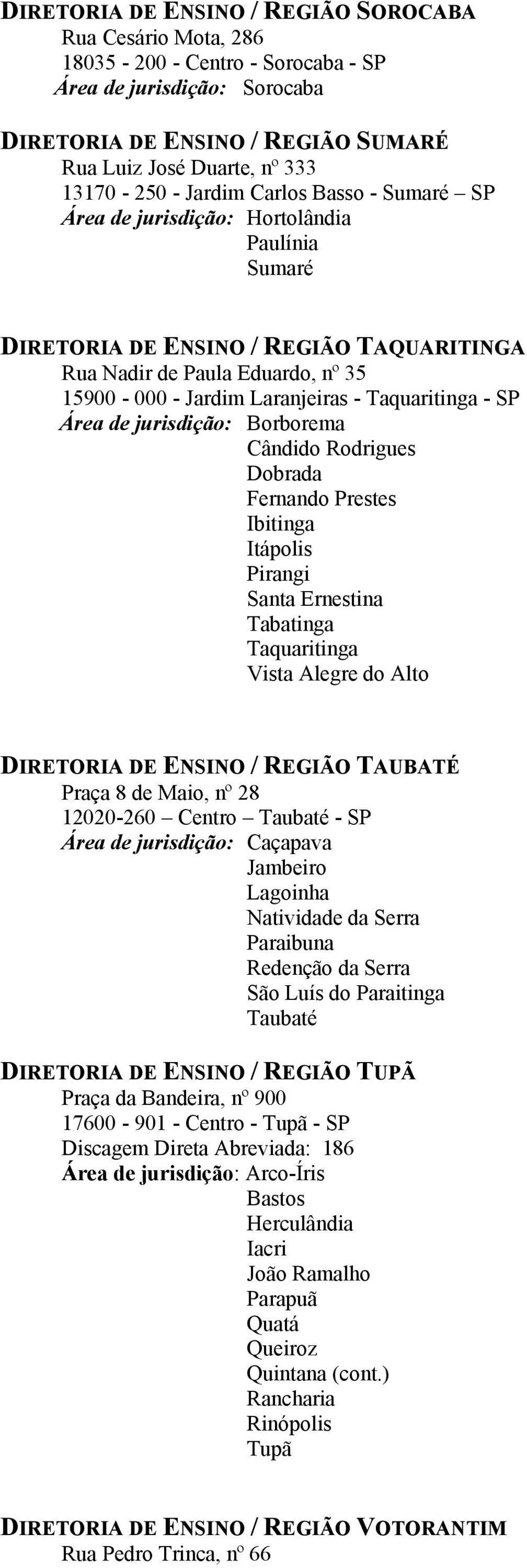 Taquaritinga - SP Área de jurisdição: Borborema Cândido Rodrigues Dobrada Fernando Prestes Ibitinga Itápolis Pirangi Santa Ernestina Tabatinga Taquaritinga Vista Alegre do Alto DIRETORIA DE ENSINO /