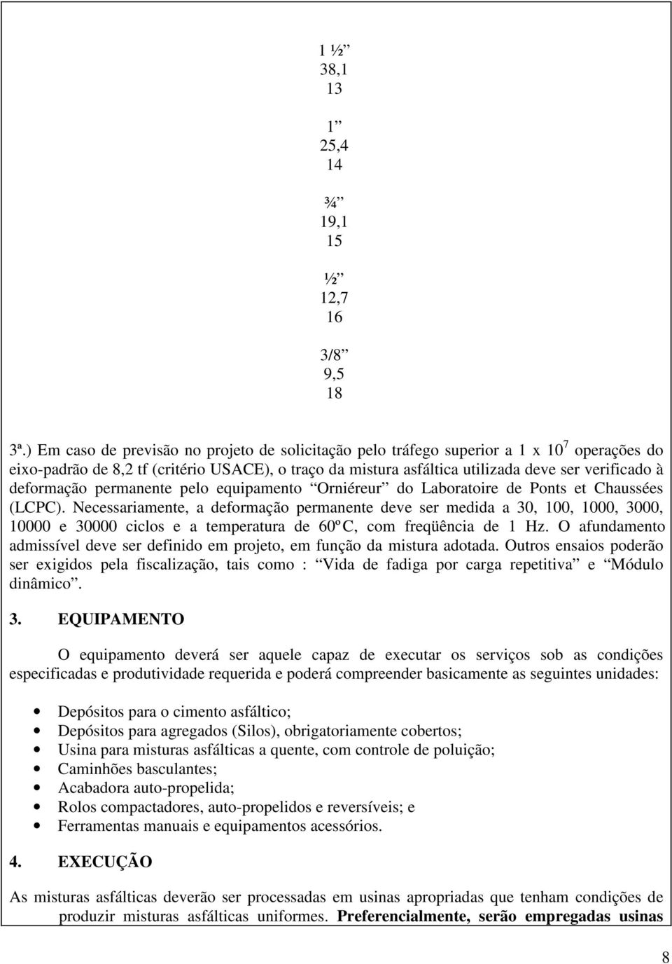 deformação permanente pelo equipamento Orniéreur do Laboratoire de Ponts et Chaussées (LCPC).