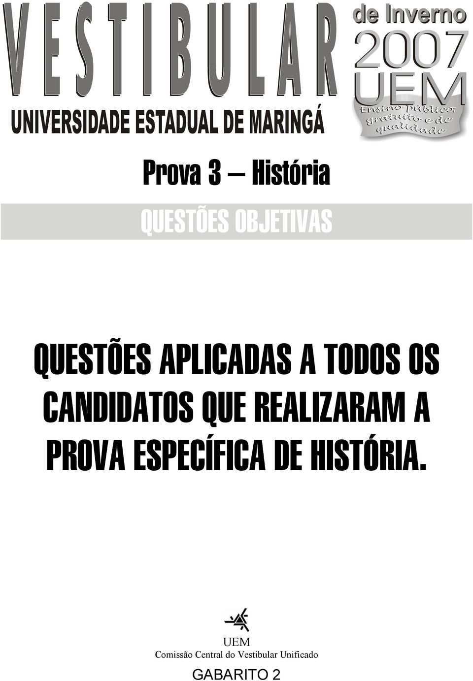 REALIZARAM A PROVA ESPECÍFICA DE