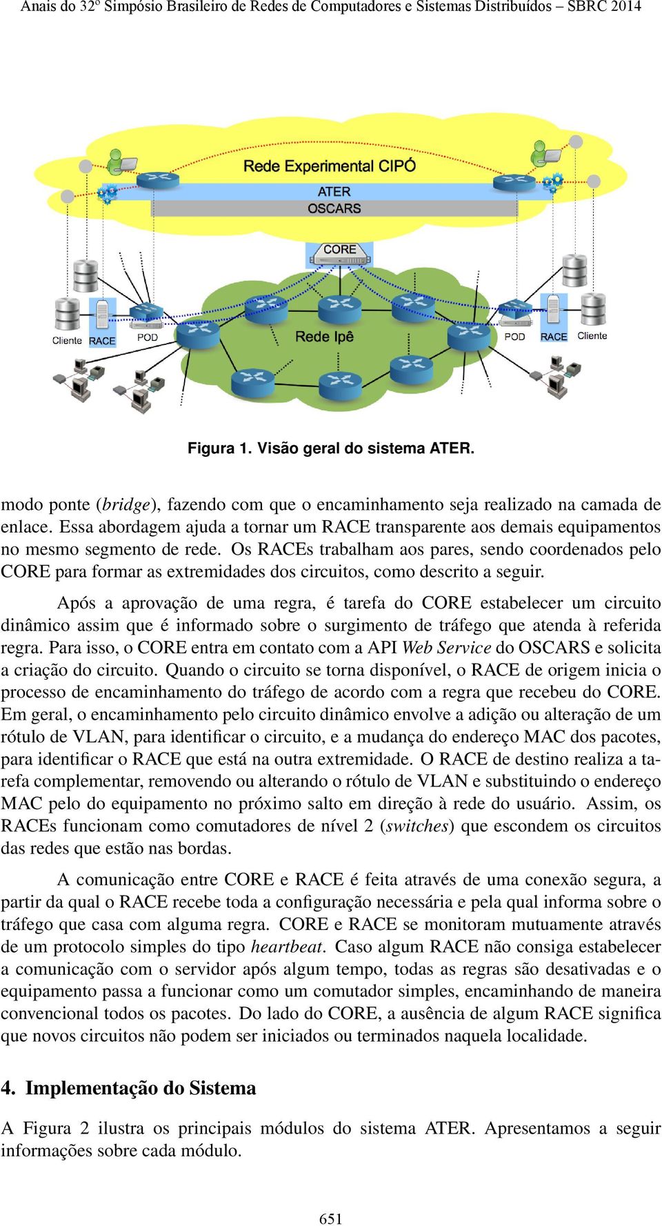 Os RACEs trabalham aos pares, sendo coordenados pelo CORE para formar as extremidades dos circuitos, como descrito a seguir.