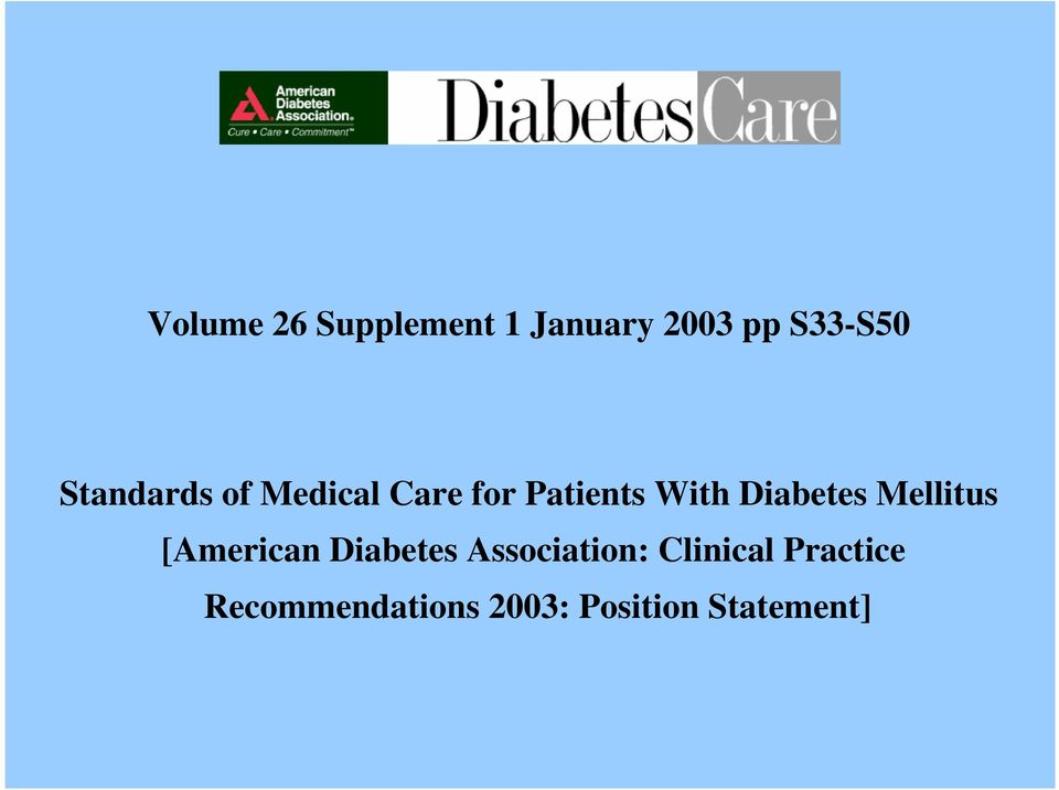 Diabetes Mellitus [American Diabetes Association: