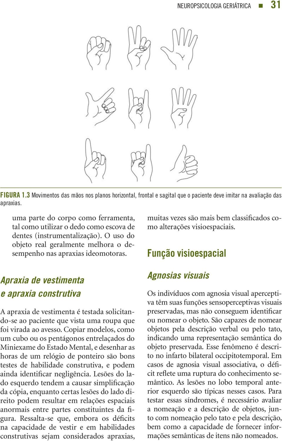 Apraxia de vestimenta e apraxia construtiva A apraxia de vestimenta é testada solicitando-se ao paciente que vista uma roupa que foi virada ao avesso.