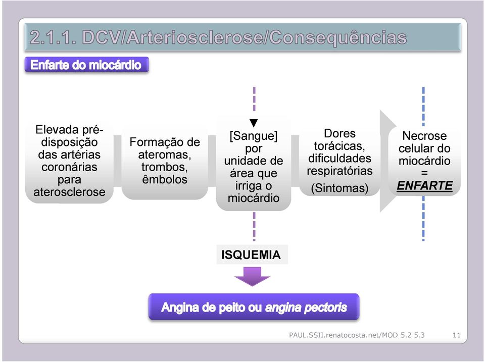 miocárdio Dores torácicas, dificuldades respiratórias (Sintomas) Necrose