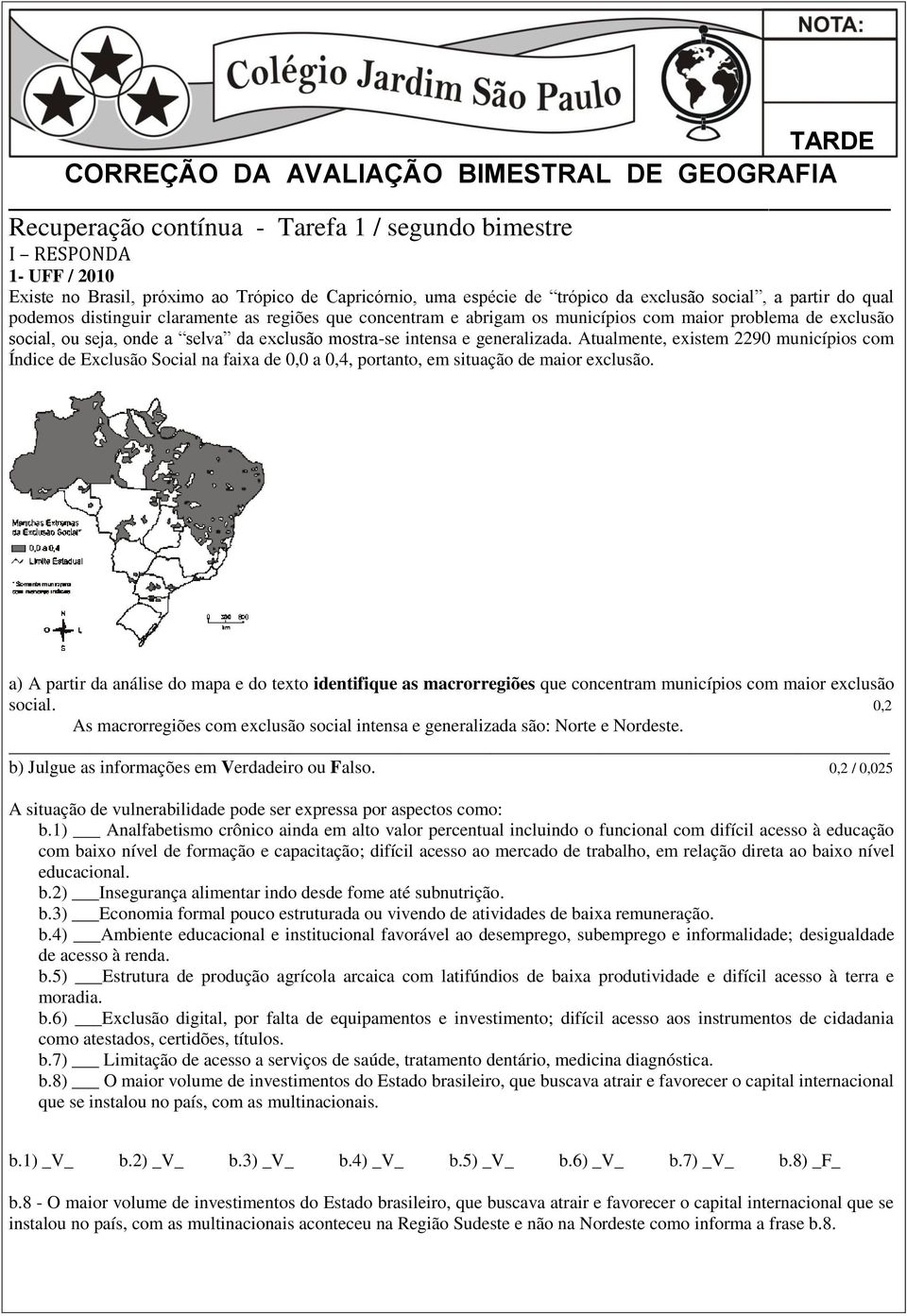 mostra-se intensa e generalizada. Atualmente, existem 2290 municípios com Índice de Exclusão Social na faixa de 0,0 a 0,4, portanto, em situação de maior exclusão.