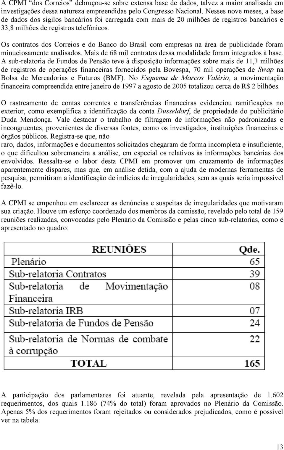 Os contratos dos Correios e do Banco do Brasil com empresas na área de publicidade foram minuciosamente analisados. Mais de 68 mil contratos dessa modalidade foram integrados à base.