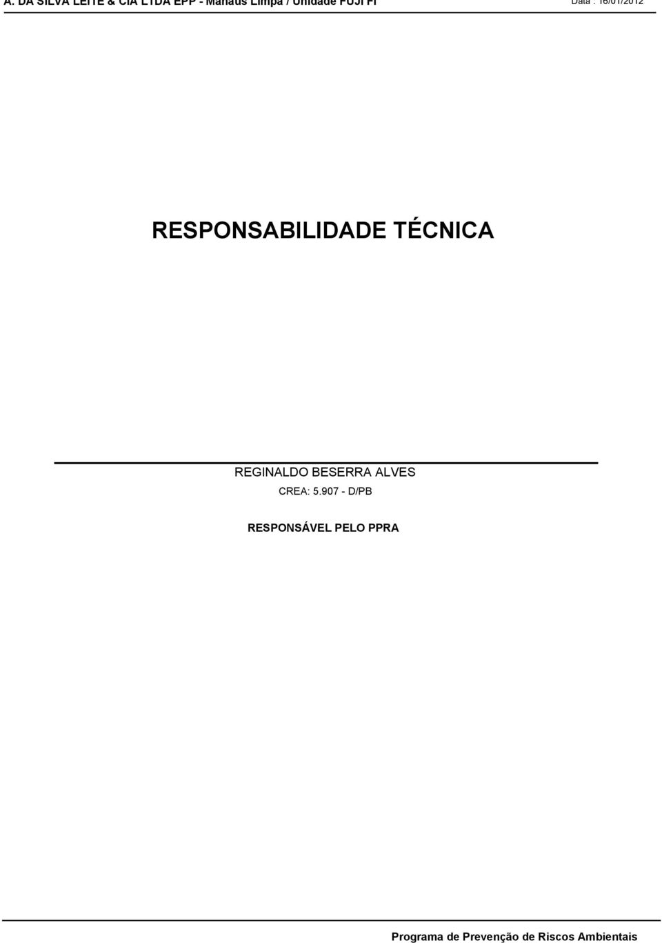 RESPONSABILIDADE TÉCNICA REGINALDO BESERRA
