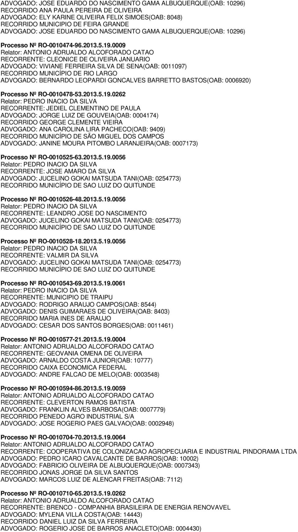 0006920) Processo Nº RO-0010478-53.2013.5.19.