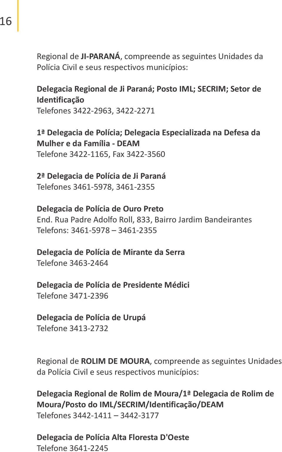 3461-5978, 3461-2355 Delegacia de Polícia de Ouro Preto End.
