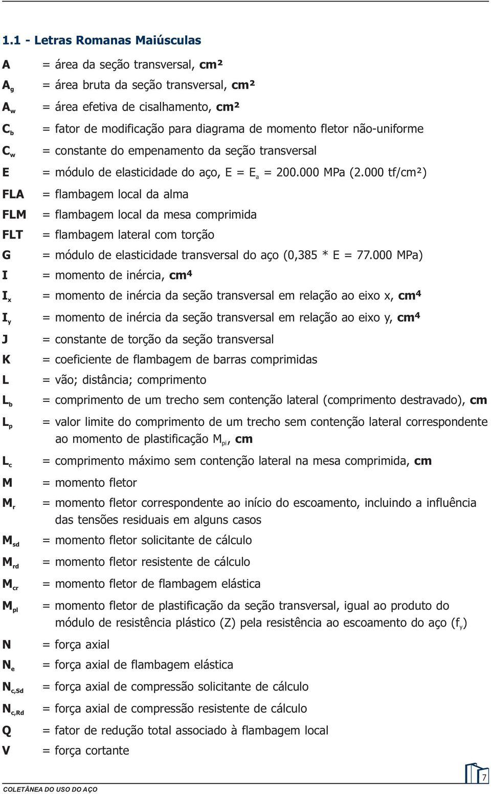 tf/cm²) a = flambagem local da alma = flambagem local da mesa comprimida = flambagem lateral com torção = módulo de elasticidade transversal do aço (,385 * E = 77.