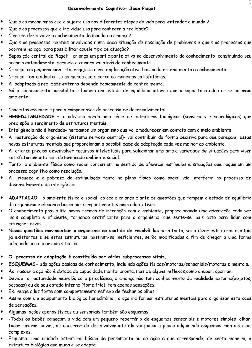 Quais os processos mentais envolvidos numa dada situação de resolução de problemas e quais os processos que ocorrem na cça para possibilitar aquele tipo de atuação?