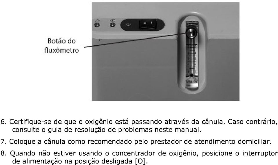 Coloque a cânula como recomendado pelo prestador de atendimento domiciliar. 8.