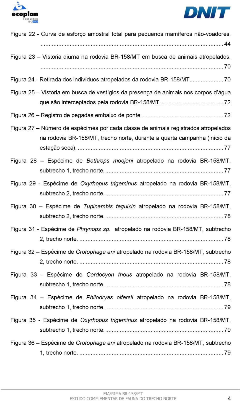 .. 70 Figura 25 Vistoria em busca de vestígios da presença de animais nos corpos d água que são interceptados pela rodovia BR-158/MT.... 72 Figura 26 Registro de pegadas embaixo de ponte.