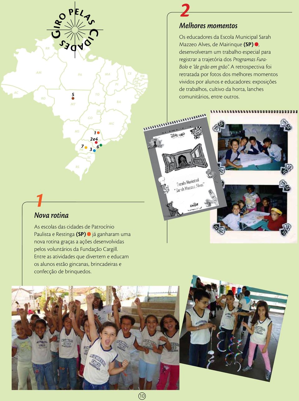 A retrospectiva foi retratada por fotos dos melhores momentos vividos por alunos e educadores: exposições de trabalhos, cultivo da horta, lanches comunitários, entre