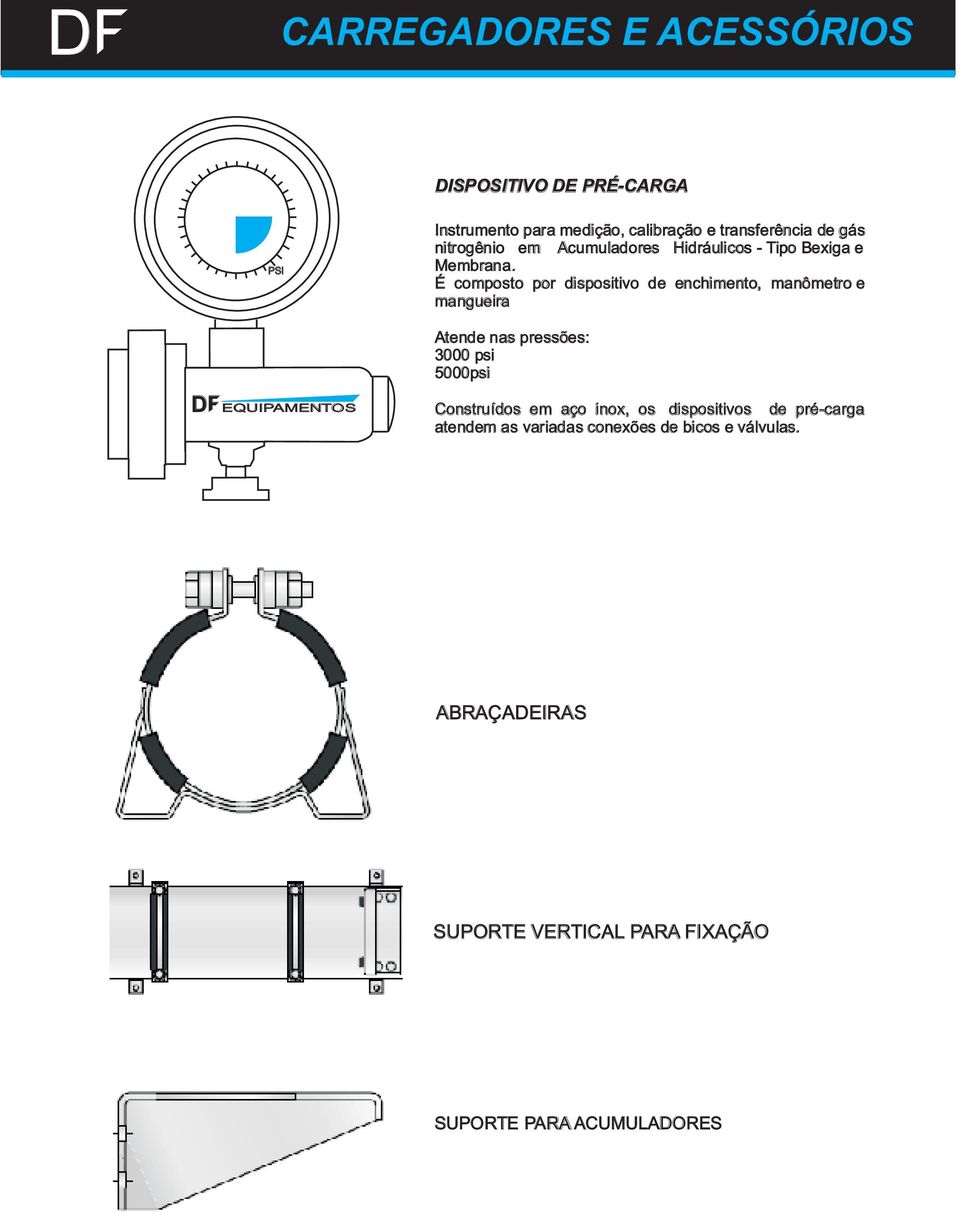 É composto por dispositivo de enchimento, manômetro e mangueira tende nas pressões: 3000 psi 5000psi