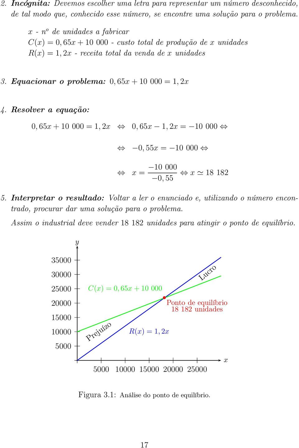 Resolver a equação: 0, 65 + 10 000 = 1, 0, 65 1, = 10 000 0, 55 = 10 000 = 10 000 0, 55 18 18 5.