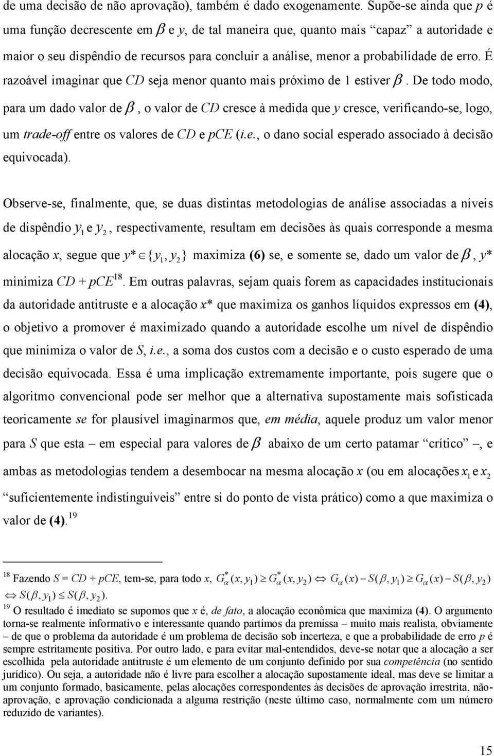 É razoável imaginar que CD seja menor quanto mais próximo de 1 estiverβ.