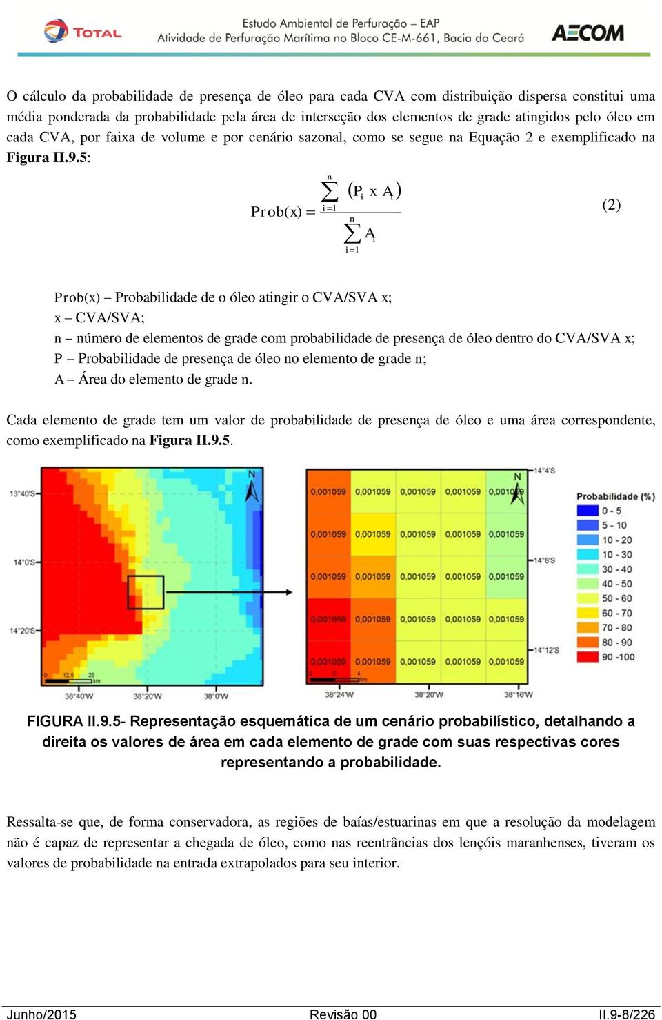5: Prob(x) n i n i1 A i Pi x Ai 1 (2) Prob(x) Probabilidade de o óleo atingir o CVA/SVA x; x CVA/SVA; n número de elementos de grade com probabilidade de presença de óleo dentro do CVA/SVA x; P