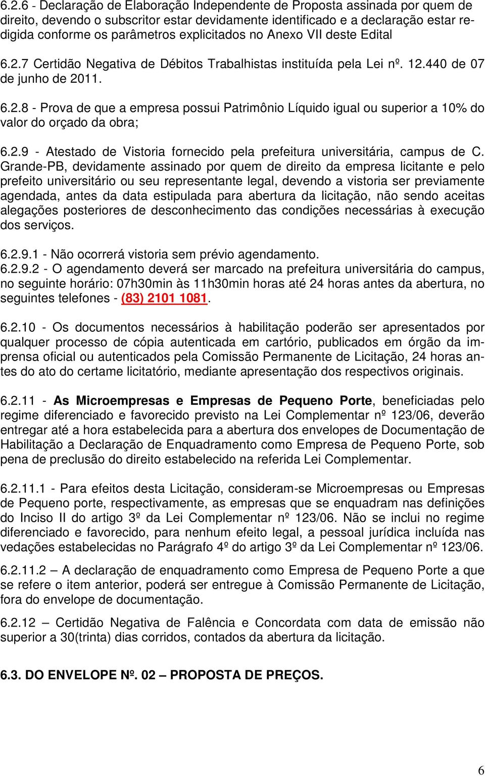 2.9 - Atestado de Vistoria fornecido pela prefeitura universitária, campus de C.