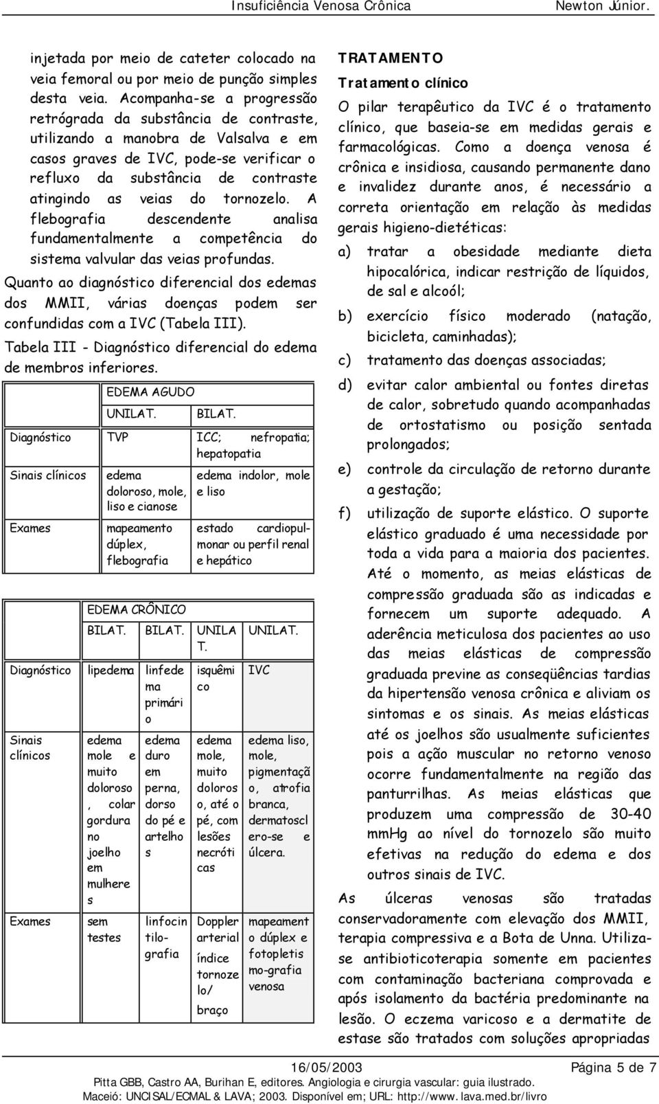 do tornozelo. A flebografia descendente analisa fundamentalmente a competência do sistema valvular das veias profundas.