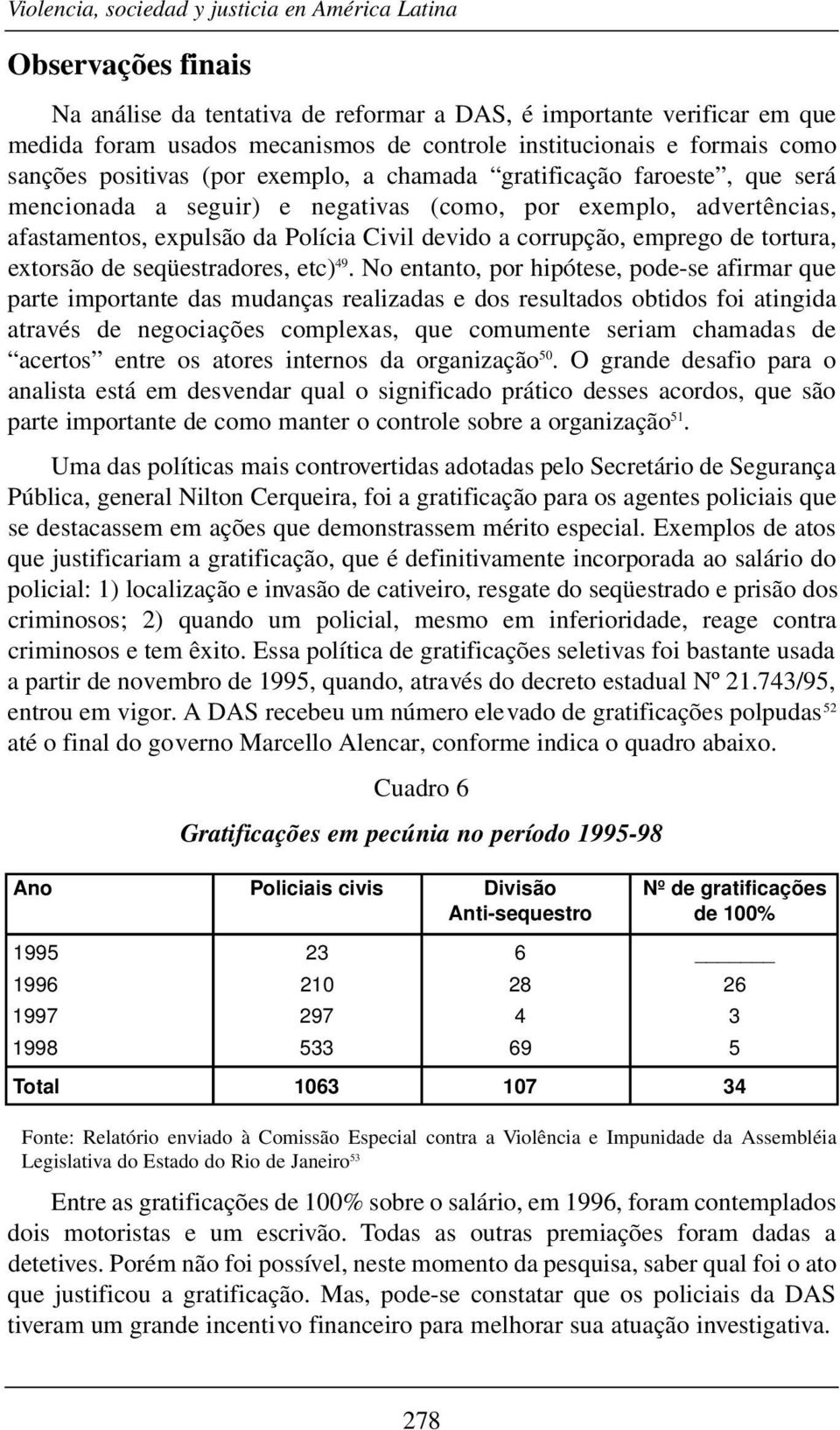 Civil devido a corrupção, emprego de tortura, extorsão de seqüestradores, etc) 49.