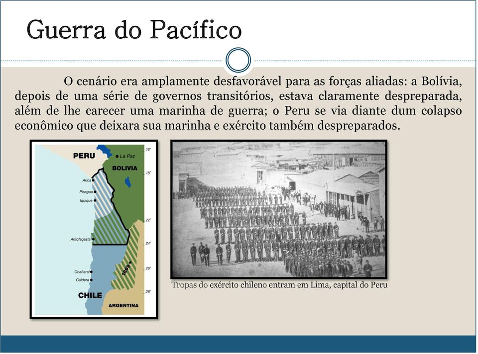 carecer uma marinha de guerra; o Peru se via diante dum colapso econômico que deixara sua