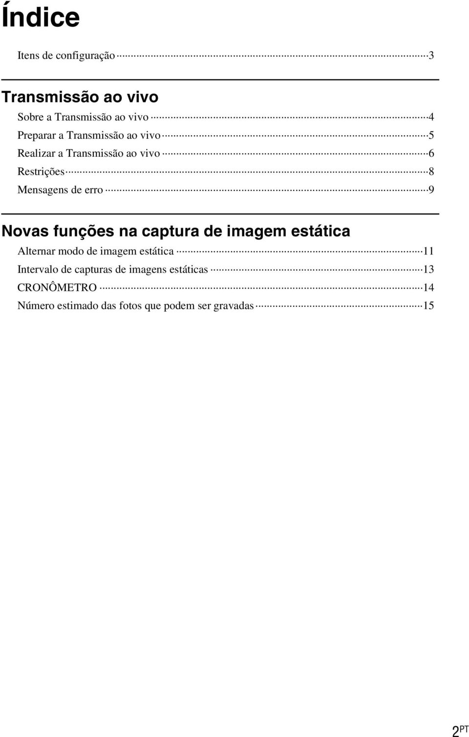 funções na captura de imagem estática Alternar modo de imagem estática 11 Intervalo de