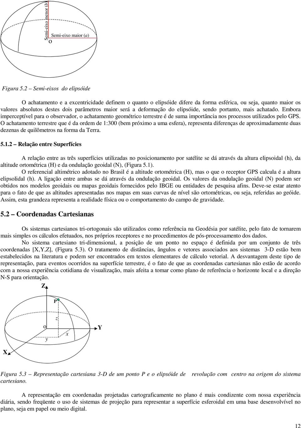 deformação do elipsóide, sendo portanto, mais achatado. Embora imperceptível para o observador, o achatamento geométrico terrestre é de suma importância nos processos utilizados pelo GPS.