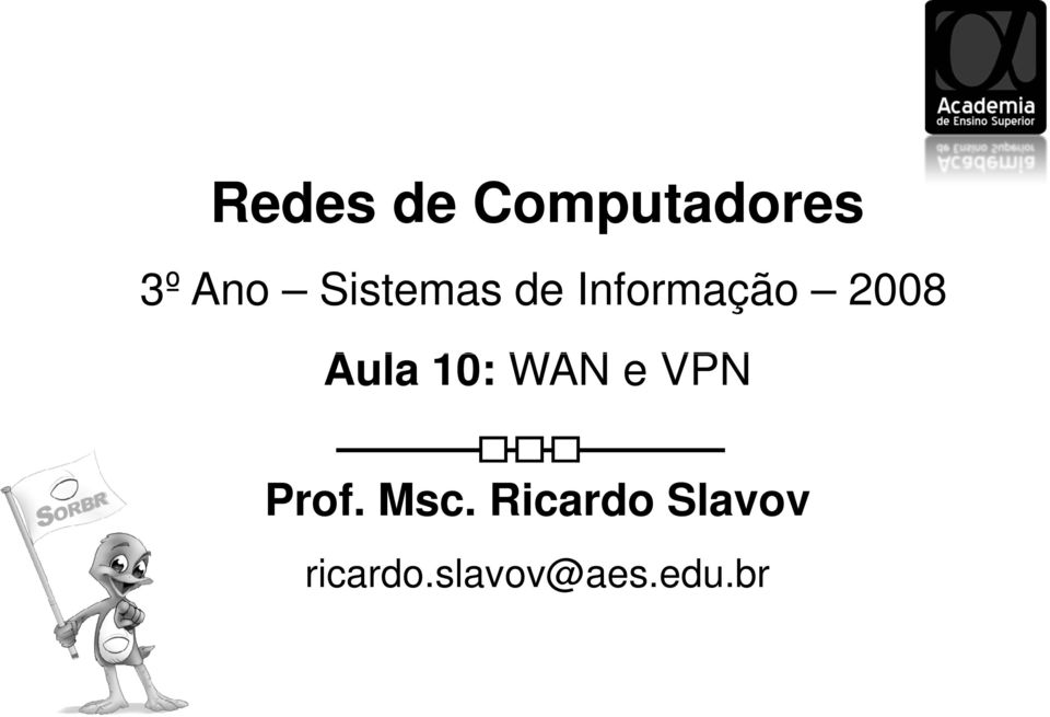 Aula 10: WAN e VPN Prof. Msc.