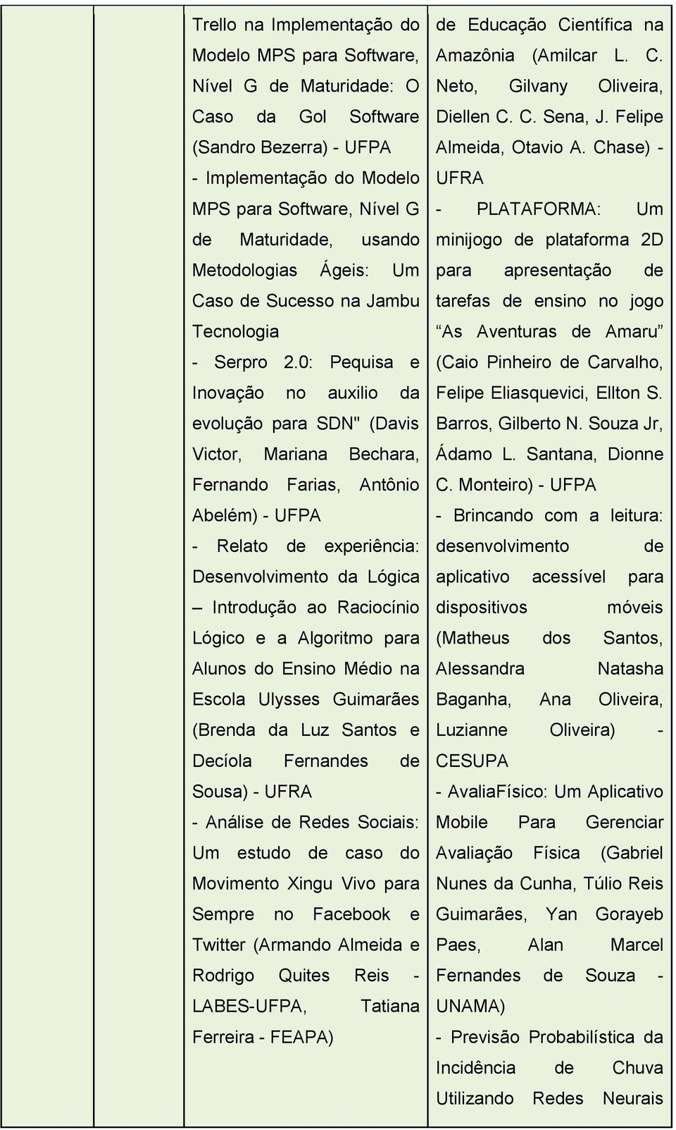 0: Pequisa e Inovação no auxilio da evolução para SDN" (Davis Victor, Mariana Bechara, Fernando Farias, Antônio Abelém) - Relato de experiência: Desenvolvimento da Lógica Introdução ao Raciocínio