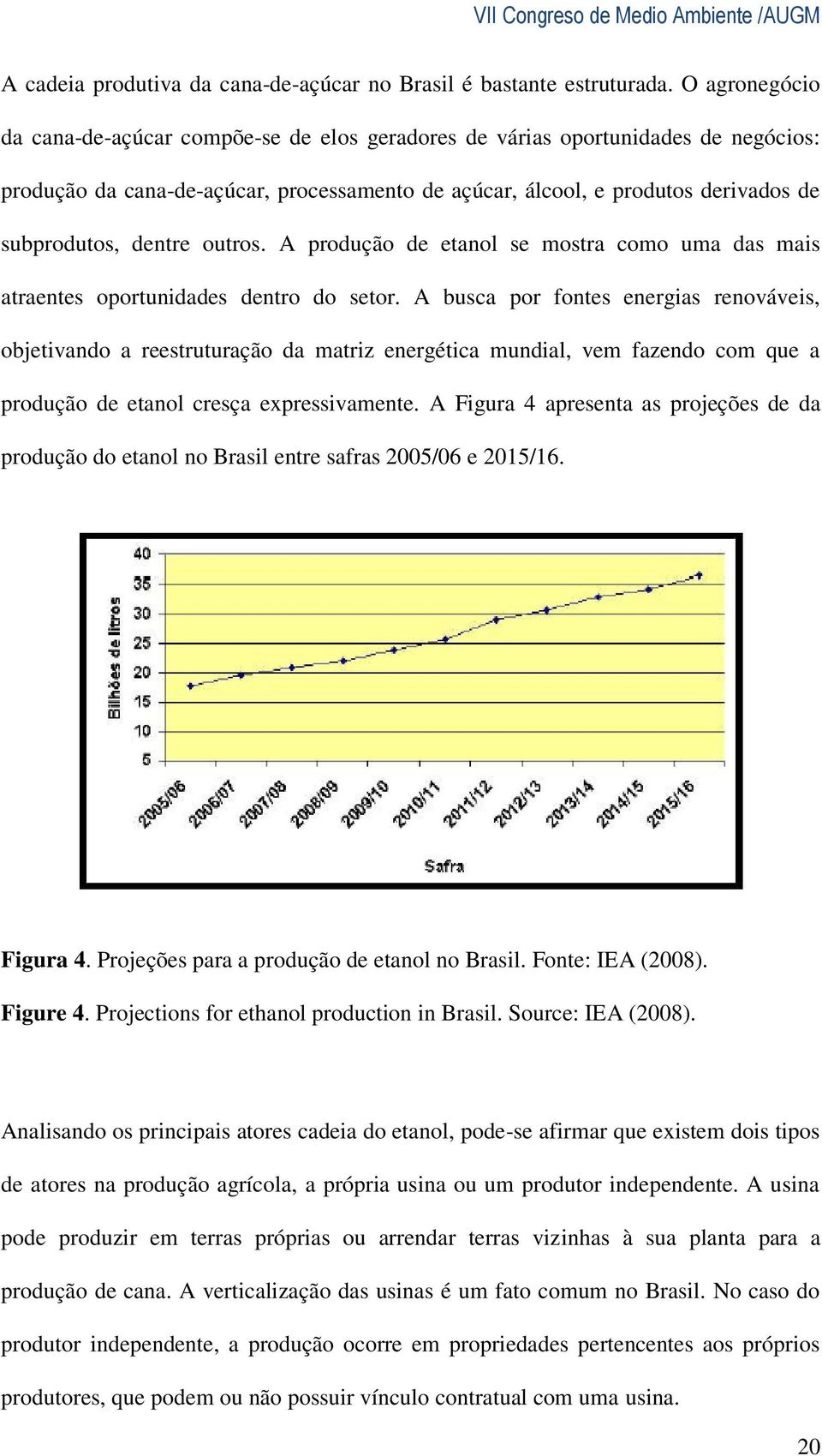 dentre outros. A produção de etanol se mostra como uma das mais atraentes oportunidades dentro do setor.