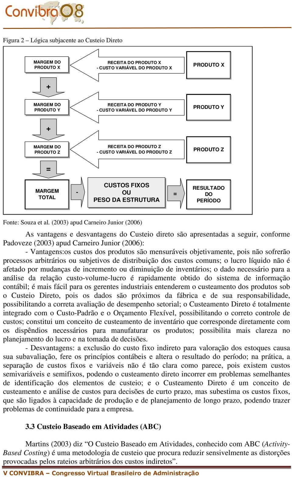 (2003) apud Carneiro Junior (2006) As vantagens e desvantagens do Custeio direto são apresentadas a seguir, conforme Padoveze (2003) apud Carneiro Junior (2006): - Vantagens:os custos dos produtos