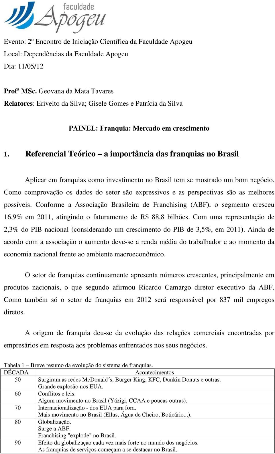 Referencial Teórico a importância das franquias no Brasil Aplicar em franquias como investimento no Brasil tem se mostrado um bom negócio.