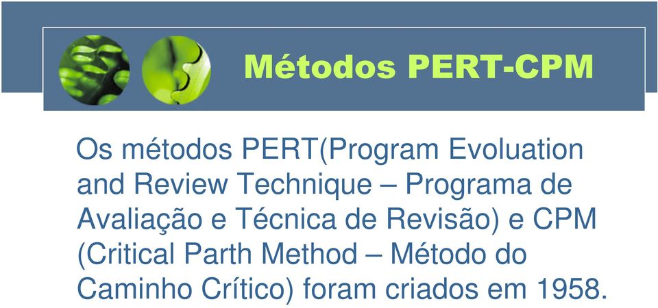 Avaliação e Técnica de Revisão) e CPM (Critical